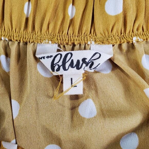 Hint Of Blush Dress Womens Large Yellow Polka Dot Tie Off Shoulder - Picture 3 of 10